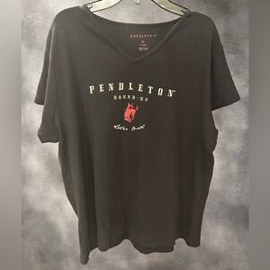 100% Cotton Pendleton Black Tee with Red and White Accents XL